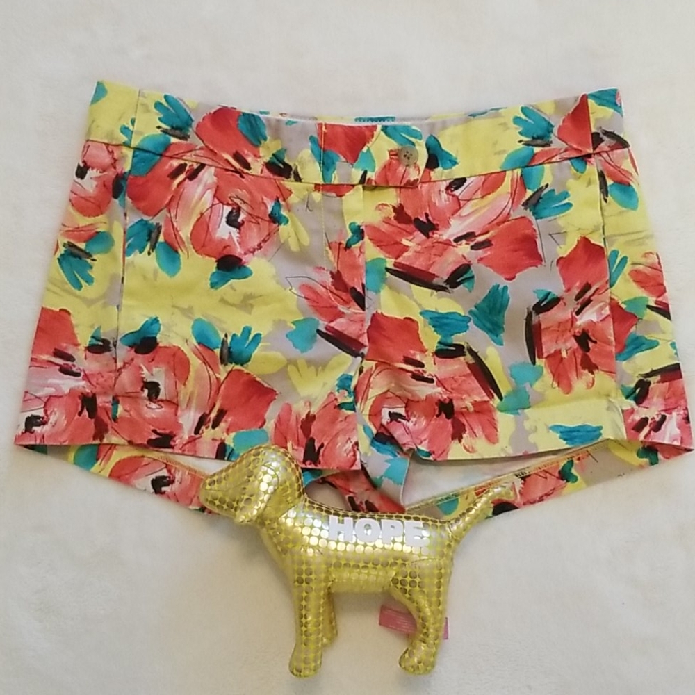 Women's Floral J Crew Shorts Size 2 Yellow Red ⚘